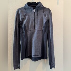 SOLD! - Lululemon Athletica Gray/Black Fitted Long Sleeve 1/2 Zip Pullover